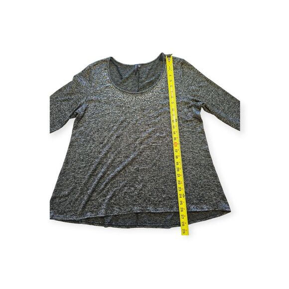Obsession Gray Sparkly Scoop Neck 3/4 Sleeve High Low Hem Blouse Plus Size 2X - Picture 4 of 5